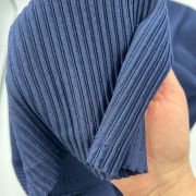 Blue chunky cotton fat knit ribbing twill fabric by the yard, soft stretch knit for dresses, tops, apparel, modern design