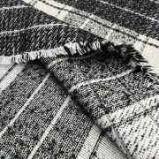 Plaid flannel fabric by the yard – black white check winter fabric for shirts