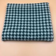 Houndstooth tweed fabric – luxury woven black & mint pattern for jackets | 59” wide