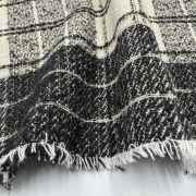 Plaid tweed fabric – black and white woven fabric for jackets & coats