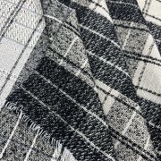 Plaid tweed fabric – black and white woven fabric for jackets & coats