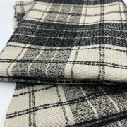 Plaid tweed fabric – black and white woven fabric for jackets & coats