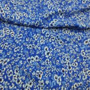 Blue floral cotton viscose fabric – lightweight summer dress fabric