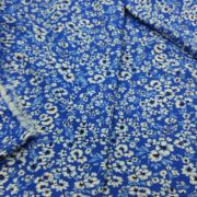 Blue floral cotton viscose fabric – lightweight summer dress fabric