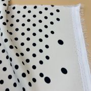 Black polka dot satin fabric – smooth drapey white material for dresses | 150 cm width