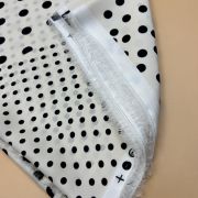 Black polka dot satin fabric – smooth drapey white material for dresses | 150 cm width