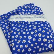 Blue floral cotton viscose fabric – soft drapey material by yard (150 cm / 59″)