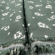 Green floral viscose fabric by the yard – soft drapey lightweight fabric | 150 cm wide