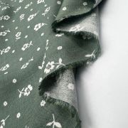 Green floral viscose fabric by the yard – soft drapey lightweight fabric | 150 cm wide