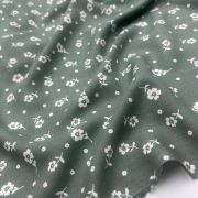 Green floral viscose fabric by the yard – soft drapey lightweight fabric | 150 cm wide