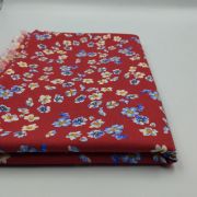Cotton viscose fabric – red floral dress fabric by yard, 59” wide