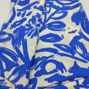 Blue white abstract viscose cotton fabric – drapey soft material by yard (150 cm / 59″)