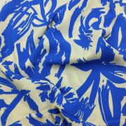 Blue white abstract viscose cotton fabric – drapey soft material by yard (150 cm / 59″)
