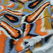 Vintage 70s zig zag fabric – colorful retro dress material by yard