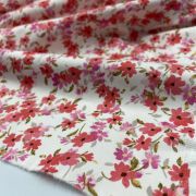 Floral cotton satin fabric – soft smooth material for dresses, skirts & blouses | 150 cm