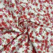 Floral cotton satin fabric – soft smooth material for dresses, skirts & blouses | 150 cm