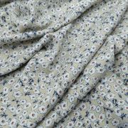 Beige floral viscose fabric, lightweight dressmaking material & vintage style sewing projects