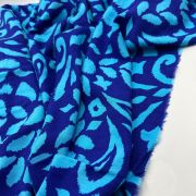 Blue ikat cotton viscose fabric – lightweight drapey material by yard (150 cm / 59″)