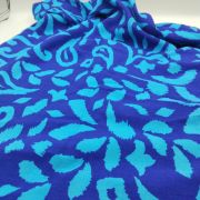 Blue ikat cotton viscose fabric – lightweight drapey material by yard (150 cm / 59″)