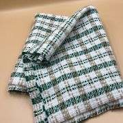 Green beige plaid tweed fabric by the yard – soft textured material | 150 cm width