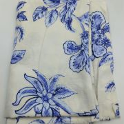 Blue floral viscose linen fabric – drapey breathable material by yard (150 cm / 59″)