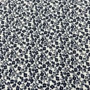 Navy floral cotton viscose fabric – lightweight summer dress fabric