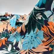 Tropical palm leaf viscose voile fabric – soft flowing material for dresses | 145 cm