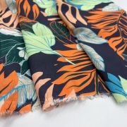 Tropical palm leaf viscose voile fabric – soft flowing material for dresses | 145 cm