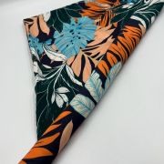 Tropical palm leaf viscose voile fabric – soft flowing material for dresses | 145 cm