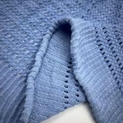 Blue open knit fabric lightweight breathable summer jersey stretch lace knit fabric for dresses tops beachwear textured by yard