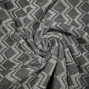 Black geometric jacquard lycra interlock fabric by yard, 180 cm wide heavyweight textured knit fabric for jackets, coats & upholstery