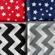 Printed poplin cotton fabric by the yard – chevron & star pattern soft sewing material | 240 cm