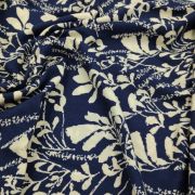 Blue botanical cotton viscose fabric: lightweight drape for summer dresses (150×100 cm)