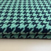 Green black houndstooth wool fabric – warm soft material for jackets, coats| 150 cm width