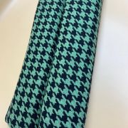 Green black houndstooth wool fabric – warm soft material for jackets, coats| 150 cm width