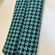 Green houndstooth bouclé fabric by the yard, textured tweed material for jackets, dresses, outerwear, designer garments, woven textile