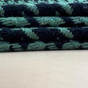 Green houndstooth bouclé fabric by the yard, textured tweed material for jackets, dresses, outerwear, designer garments, woven textile