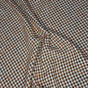 Orange houndstooth tweed fabric – soft wool blend material for coats, jackets | 145 cm width