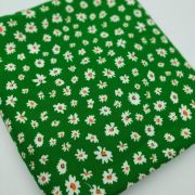 Cotton viscose fabric – green daisy floral dress material by yard