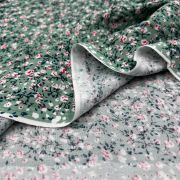 Green floral cotton viscose fabric by the yard – soft drapey material| 150 cm width