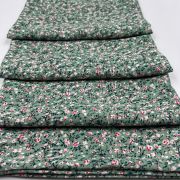 Green floral cotton viscose fabric by the yard – soft drapey material| 150 cm width