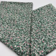 Green floral cotton viscose fabric by the yard – soft drapey material| 150 cm width