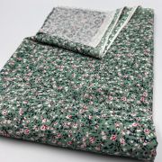 Green floral cotton viscose fabric by the yard – soft drapey material| 150 cm width