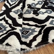 Black gray ikat cotton viscose fabric – soft lightweight ethnic sewing fabric (150 cm wide)