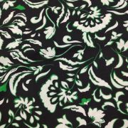 Green floral cotton viscose fabric – soft lightweight drapey material by yard (150 cm / 59″)