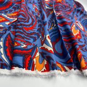 Indigo abstract cotton viscose fabric – lightweight drapey material by yard (150 cm / 59″)