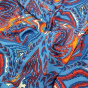 Indigo abstract cotton viscose fabric – lightweight drapey material by yard (150 cm / 59″)
