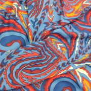 Indigo abstract cotton viscose fabric – lightweight drapey material by yard (150 cm / 59″)