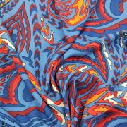 Indigo abstract cotton viscose fabric – lightweight drapey material by yard (150 cm / 59″)
