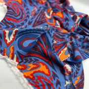 Indigo abstract cotton viscose fabric – lightweight drapey material by yard (150 cm / 59″)